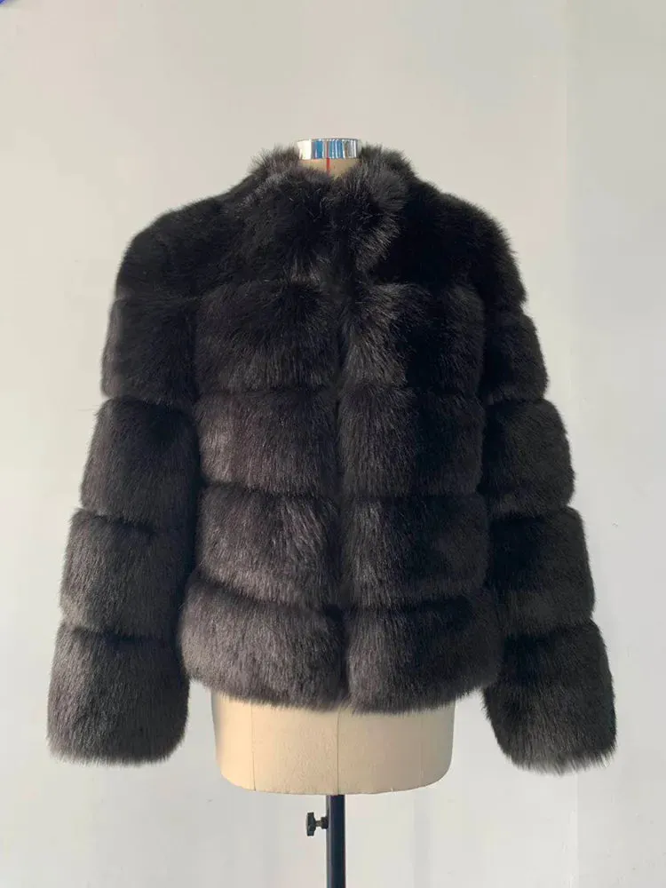 Thick Luxury Faux Fox Fur Coat