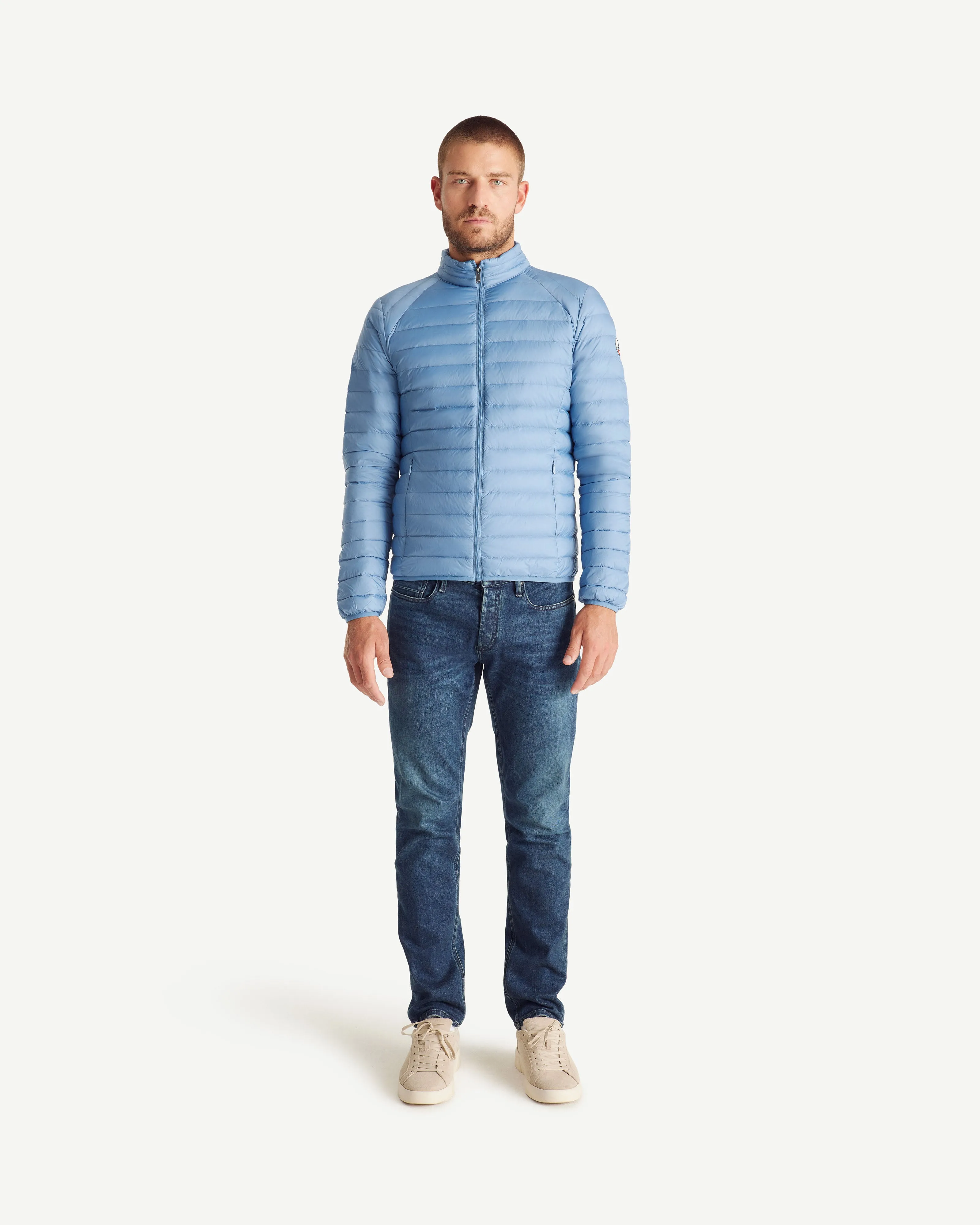 Washed blue Lightweight down jacket Mat