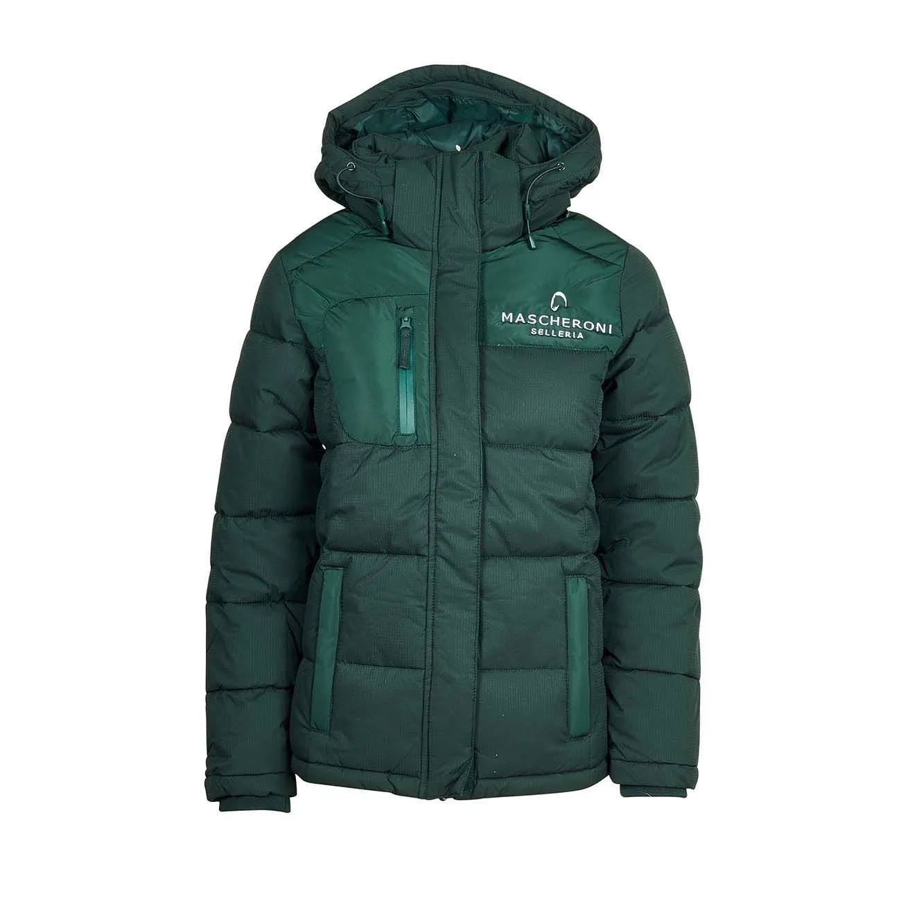 WOMAN PADDED JACKET WITH EMBROIDERED LOGO HOOD