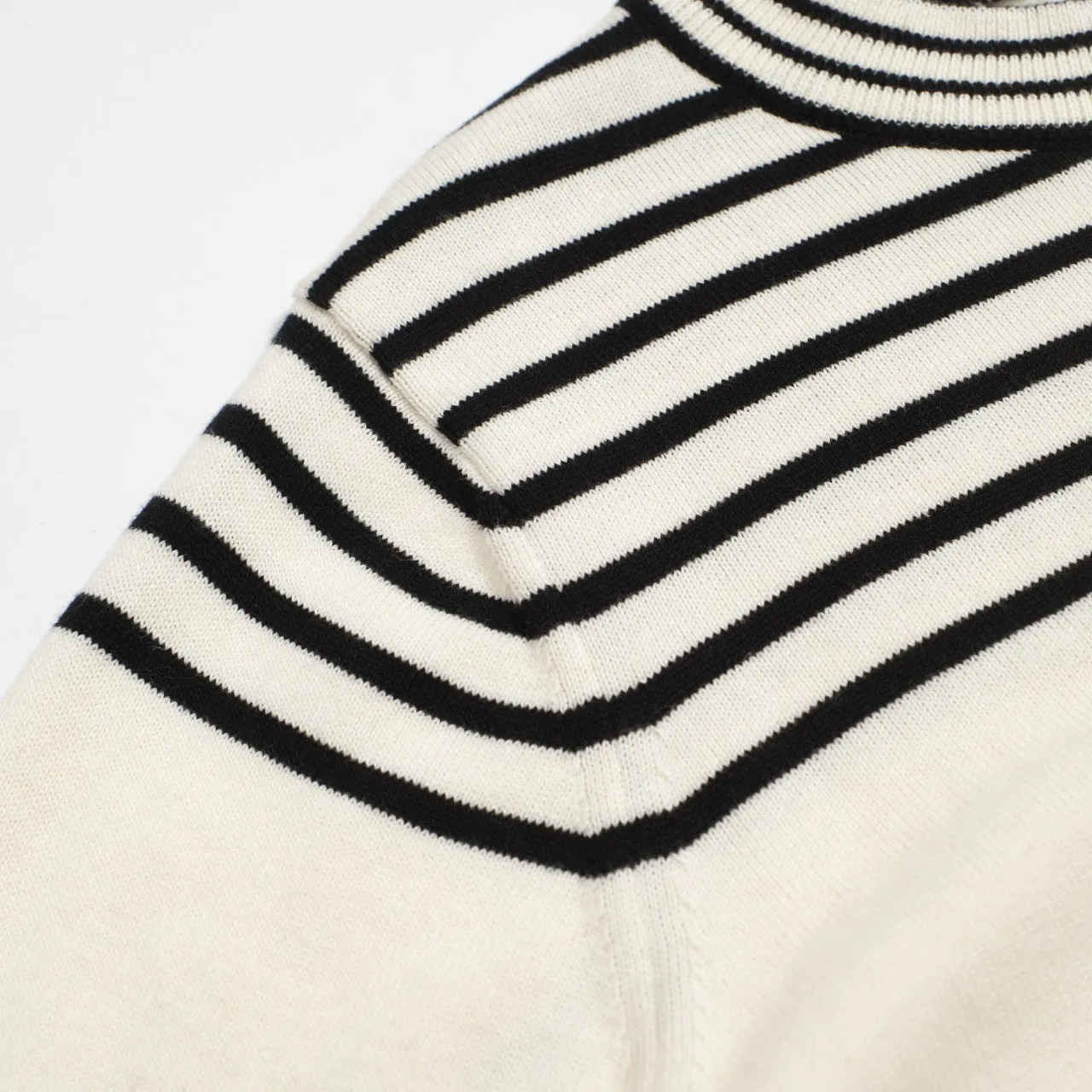 Women's beige white striped jacquard knit T-shirt