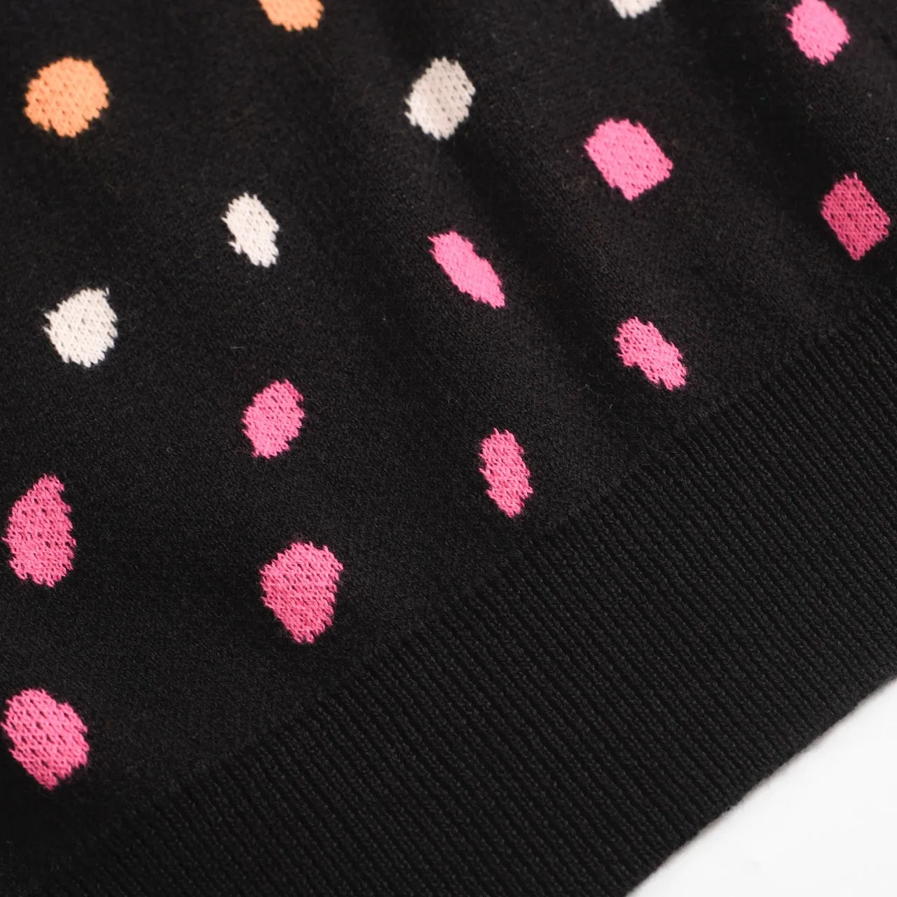 Women's Black Knitted T-shirt with polka dots