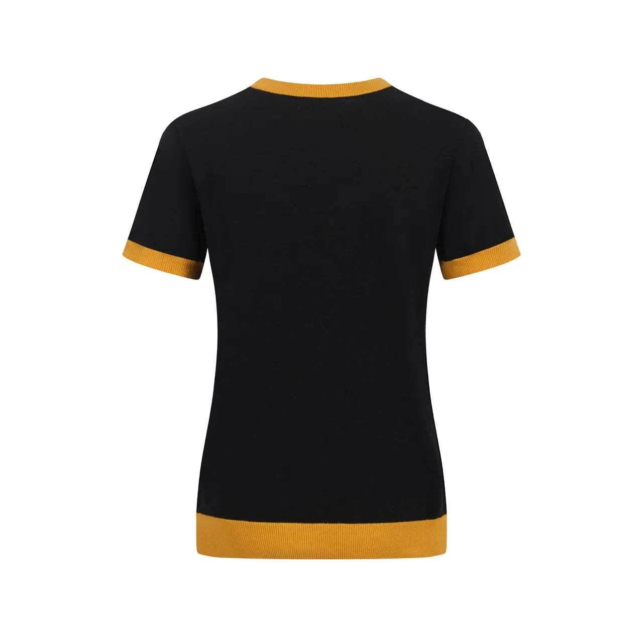 Women's Black Knitted T-shirt With Sun