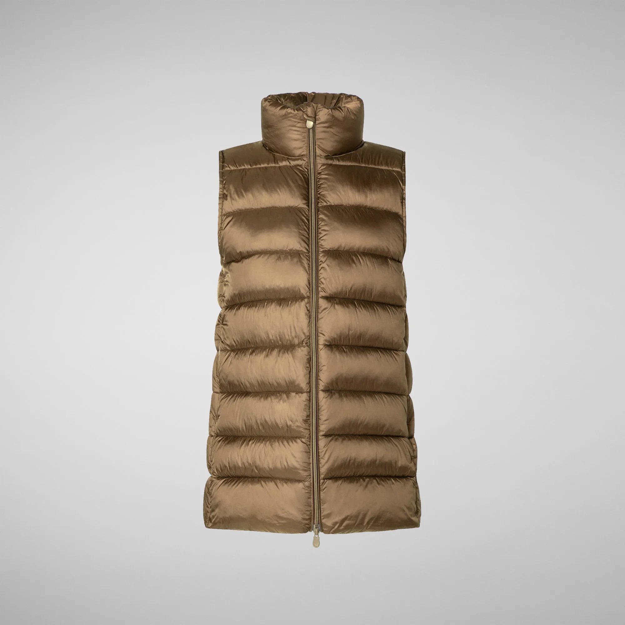 Women's quilted vest Coral in HUSK GREEN