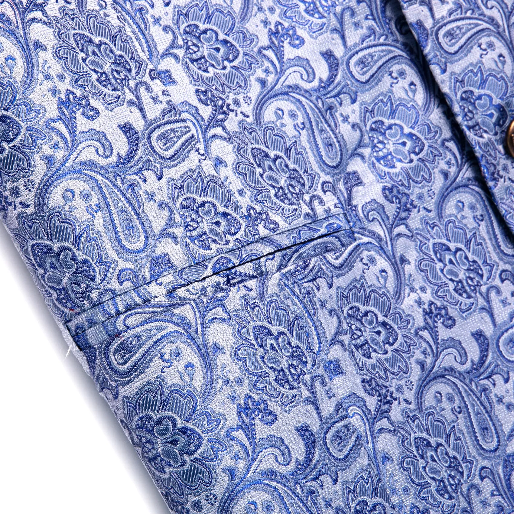 YourTies Sky Blue Waistcoat Silk Men's Paisley Wedding Vest Tie Set