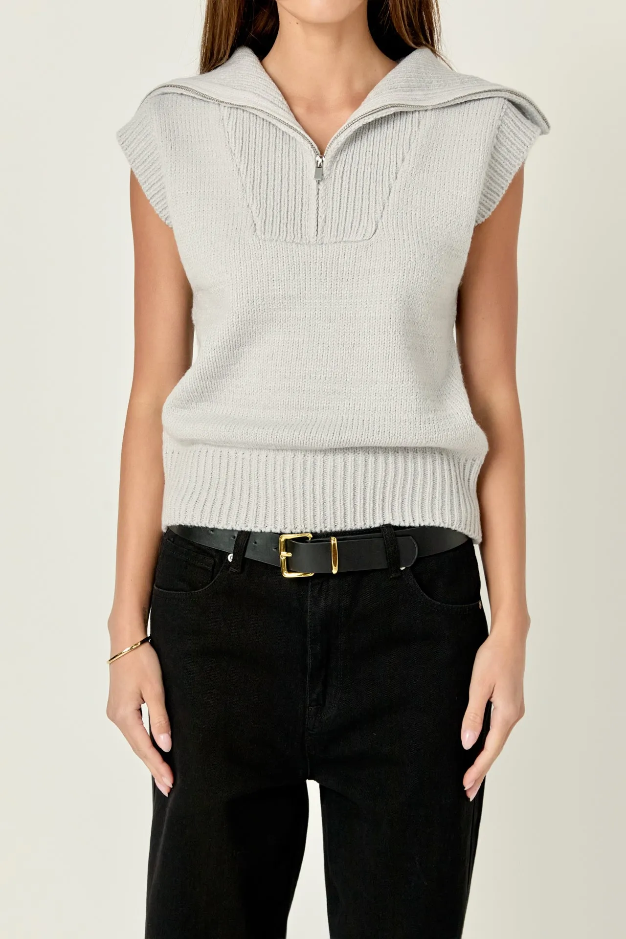 Zip Mock Neck Knit Vest